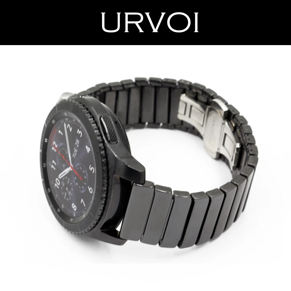 

URVOI 22mm band for Samsung Galaxy Gear S3 R760 R77 ceramic link bracelet strap wrist butterfly closure quick release pins