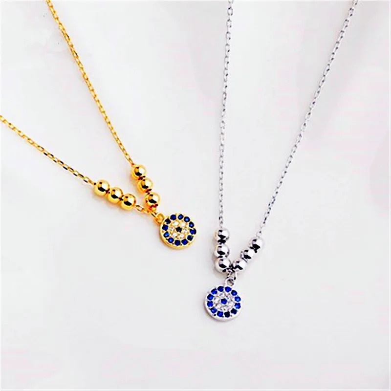 

Exquisite Evil Eyes Necklace Turkish Blue Crystal Eyes of Devil Beads Charm Gold Silver Necklace Clavicle Chain Korea Jewelry