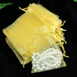 Оптовая продажа 100 шт./лот 11x16 см золотой органзы свадебные сумочки Jewelry упаковка для конфет тканевый мешок для подарков и чехлы
