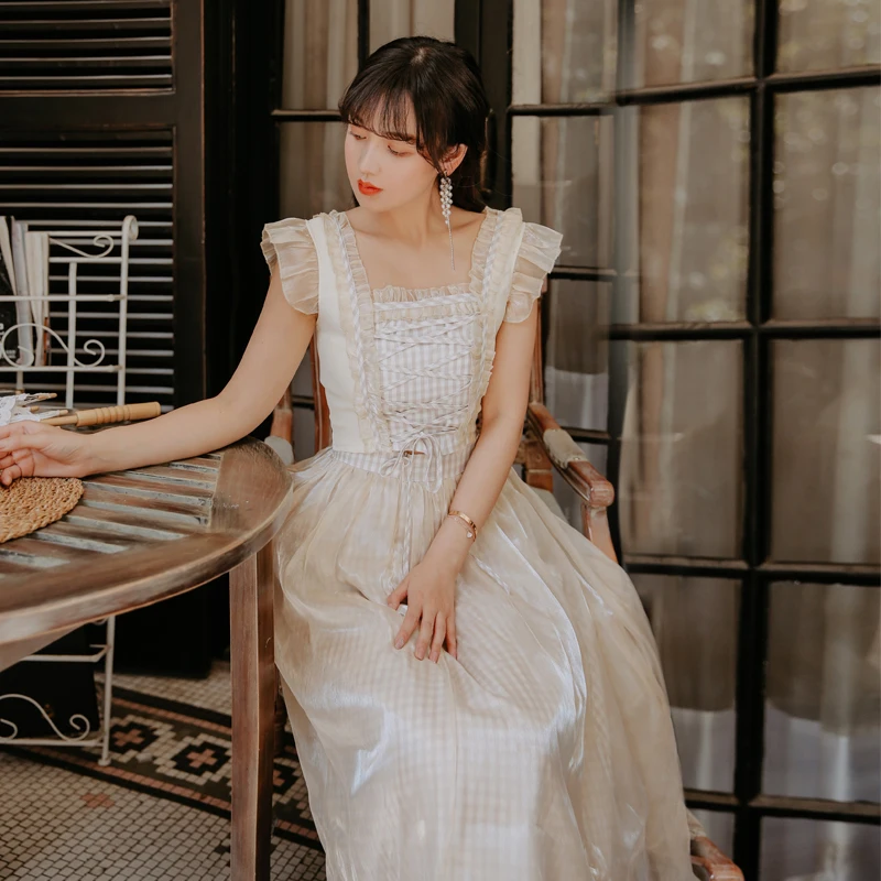 Sweet Xue/комплект летней одежды в клеточку без рукавов с квадратным воротником на
