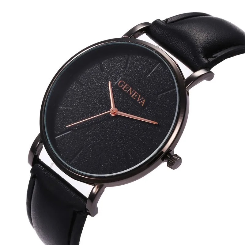 Поступление мужские часы модные декоративные часы с хронографом мужские часы спортивные наручные часы с кожаным ремешком Relogio Masculino Reloj - Цвет: geneva10-black black
