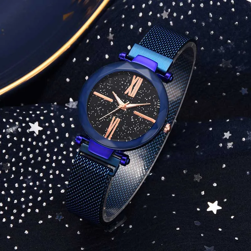 

Newly 1 Pcs Women Wrist Quartz Watch Fashion Starry Sky with Alloy Strap Magnetic Buckle FDM