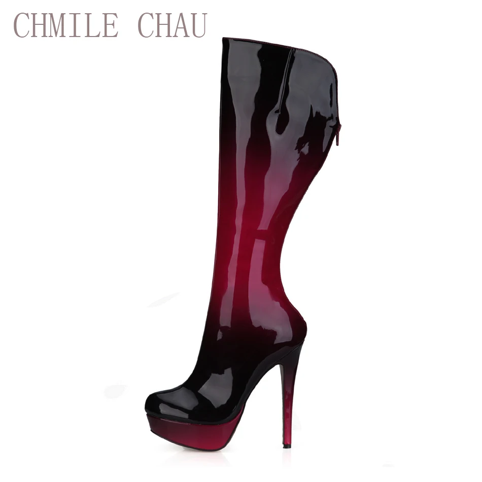 CHMILE CHAU/Модная пикантная обувь для вечеринок женские сапоги до колена на