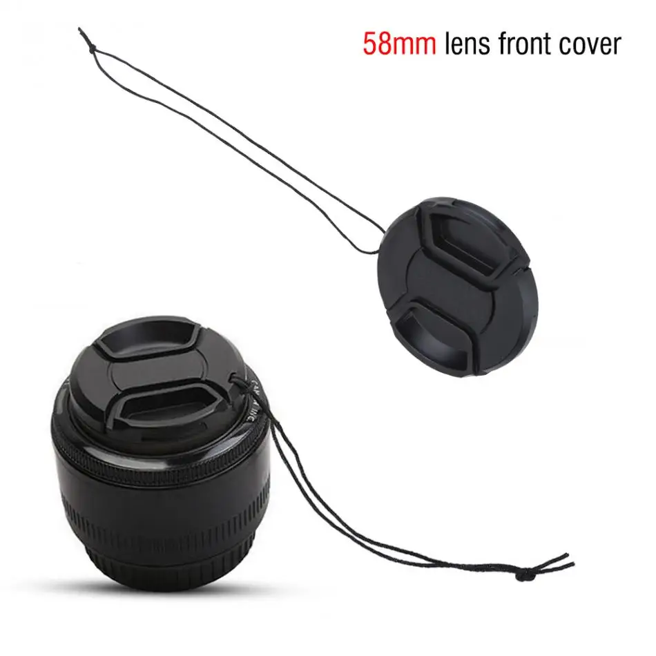 10Pcs 58mm Center pinch Lens Front Cap with Cord for Cameras Photography Accessories DSLR