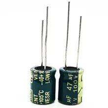 12 шт./лот высокочастотное низкое сопротивление 100V 47 мкФ 10*13 20% Радиальный алюминиевый электролитический конденсатор с алюминиевой крышкой, 47000nf 20