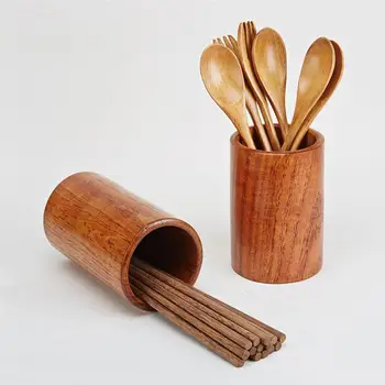 

1 Pc Chopsticks Rack Multifunctional Wooden Home Use Utensils Storage Rack Drain Storage Holder for Spoon Cutlery Fork