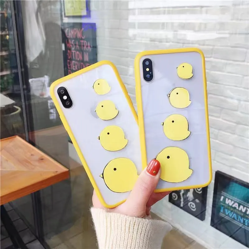 Телефона Чехлы для iPhone 6 6s 7 8 плюс 3D Пастер милый забавный желтый цыпленок Transprent