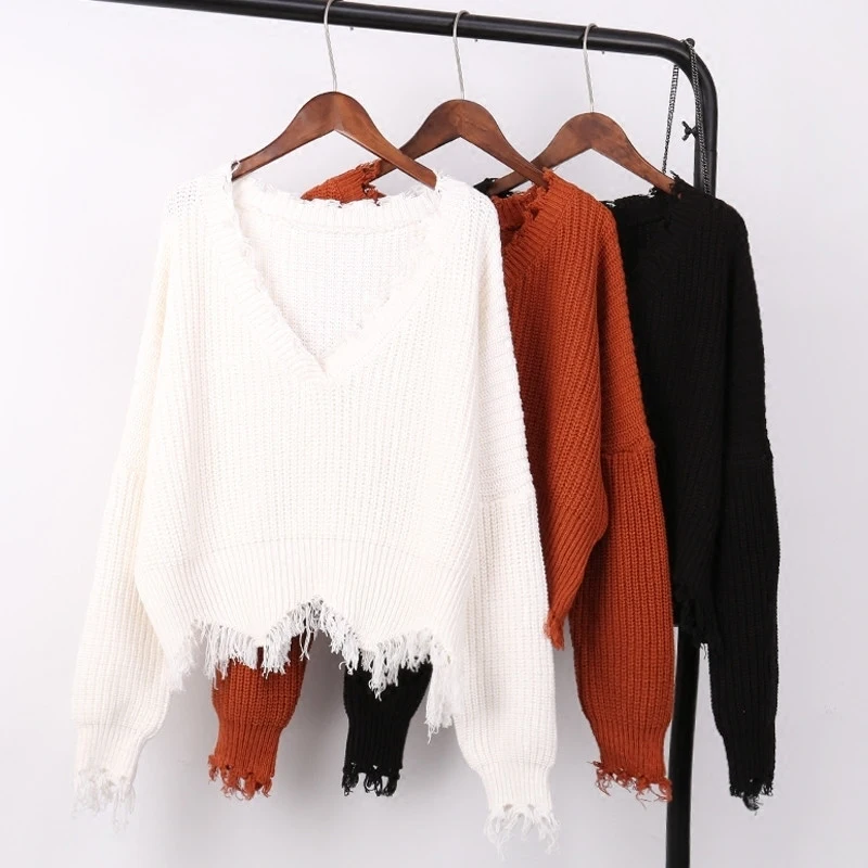 TWOTWINSTYLE, рыхлитель, шорты, вязаный свитер для женщин, Осень-зима, v-образный вырез, белые, свободные, женские джемперы, пуловеры, повседневная одежда, корейский стиль