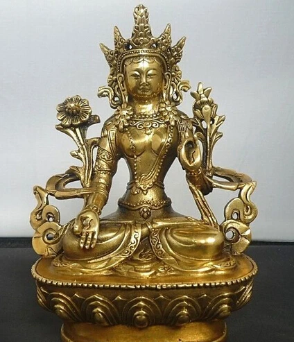 

B0601 Tibet Pure Brass Kwanyin White Tara Buddha Statue