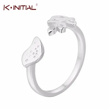 Kinitial 1Pcs 925 Sterling Silver Bird Leaf Open Rings For Women Fashion Style Lady Prevent Allergy Sterling-silver-jewelry