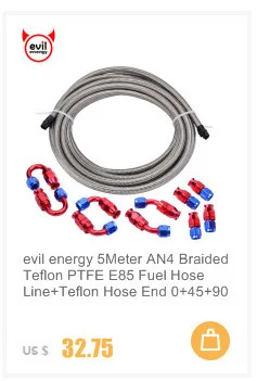 Evil energy 5 М AN10 оплетенный фторполимерный шланг линии и 0+ 45+ 90+ 180 градусов Сменный тефлоновый фитинг поворотный шланг ptfe конец