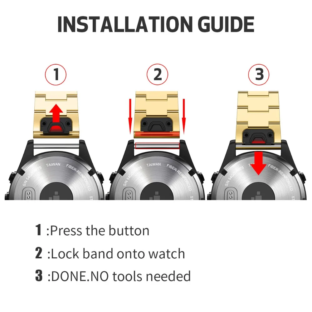 Для Quickfit Garmin Fenix 5X метал группа 26 мм Easy Fit Нержавеющая сталь часы группы для Garmin Fenix 5X/Fenix 3/Foretrex 701
