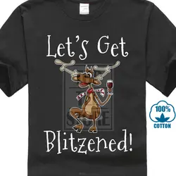 Забавная Рождественская Мужская футболка Let'S Get Blitzened олень Санта Клаус пьян