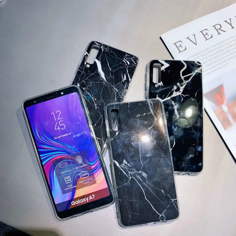 Мраморный чехол для Samsung Galaxy A7 2018 силиконовый мягкий из ТПУ A 7 A750F A6 Plus A50 A30 A20