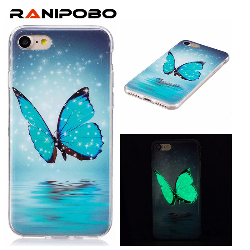 

Glow Ultra Thin butterfly Slim Soft Silicone Phone Cases For iPhone 7 6 6S Plus 5 5s SE TPU Light Cover For iPhone 7 6 Plus Capa