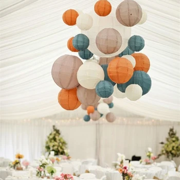 

8pcs/lot 10inch(25cm) black Japanese Rice Paper Ball Lamp Lanterns For Holiday Wedding Party Decorations 32 Colors