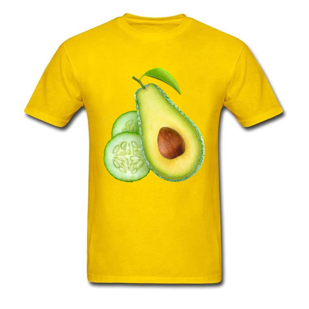 Printed On Avocado and cucumber Men's Top T-shirts Retro Summer Short Sleeve Round Neck 100% Cotton Tees Birthday Clothing Shirt Avocado and cucumber yellow