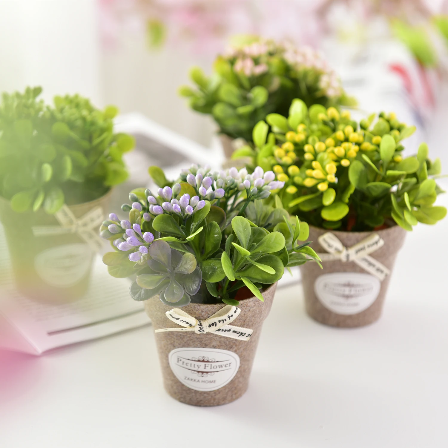 Искусственные цветы букет поддельные цветы с пластиковая ваза бонсай набор для гостиной украшения сада декор фермерского дома