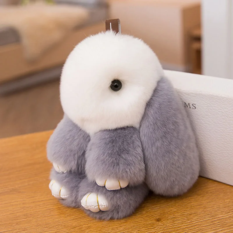 

Cute Mini Natural Rabbit Fur Pom Pom Key Chain Women Trinket Bunny Toy Doll Bag Car Key Ring Monster Keychain Party Jewelry Gift