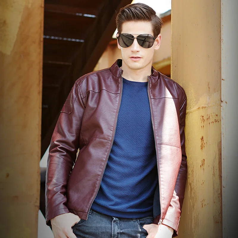 Мужская куртка бомбер из ПУ кожи с воротником стойкой|jacket denim|jacket casualjacket cost |