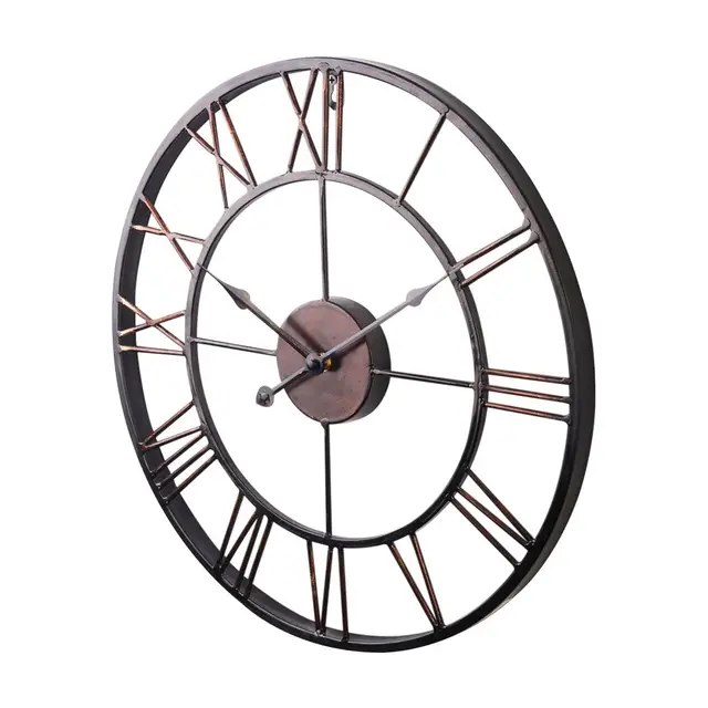 Cheap Hot Sale Extra Large Vintage Style Statement Metal Wall Clock Country Style - Chocolate color