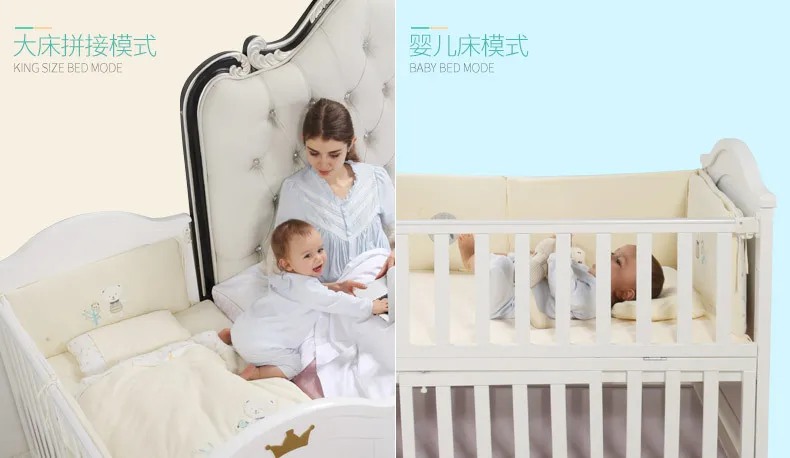 Baby Cribs baby nest baby bassinet solid wood newborn cradle bed with roller table lit enfant baby cot lit bebe white 104*61cm