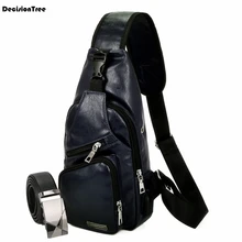 Мужская кожаная нагрудная сумка унисекс с защитой от кражи через Usb, Мужская Скрытая сумка через плечо, Повседневная Ретро сумка через плечо, сумка-слинг 8