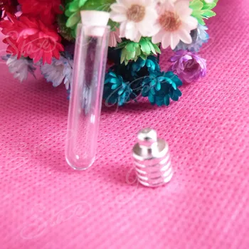 

20pcs -- 6mm opeing diam round back glass bottle, rice vial & rubber&cap( need glue) for diy pendant accessories