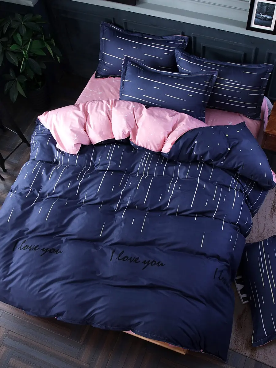 

4 Pcs Duvet Cover Set Double Sided Modern Comfortable Home Bedsheet Set