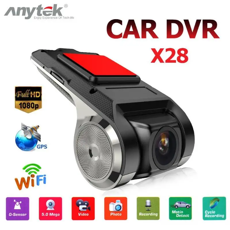 Anytek X28 1080P HD Автомобильный видеорегистратор камера Объектив WiFi ADAS встроенный g-сенсор Автомобильная электроника Аксессуары видеорегистратор Автомобильный видеорегистратор
