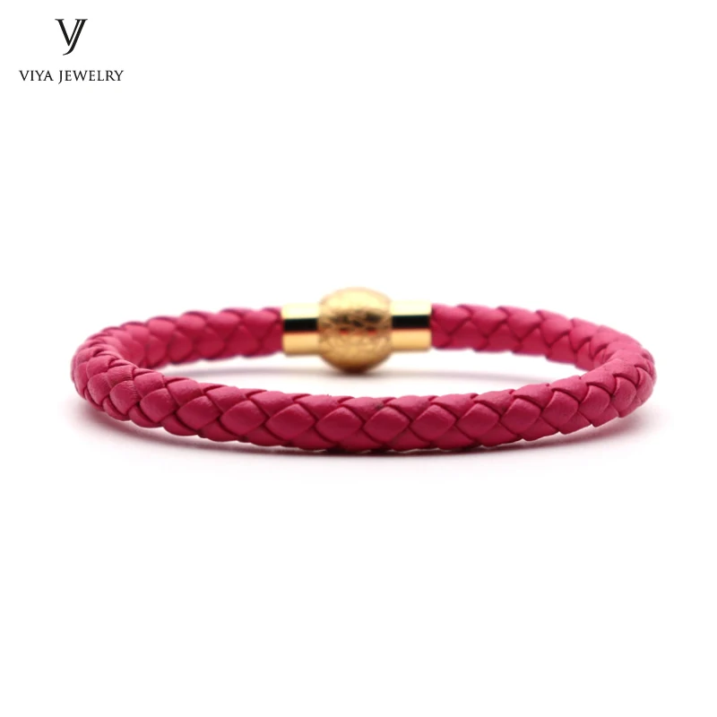 Colorful Braided leather bracelet With Magnet Lock Hardware Magnetic Closure Women Leather Bracelet Best Friendship Gift Has Box(12)