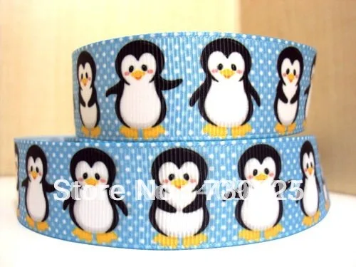

(5yds per roll) 5Y3991 tape 1 '' penguin printed ribbon Grosgrain ribbon whole sale and OEM