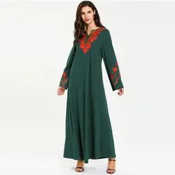 Мусульманское платье плюс размер 4 XLNew Женская Национальный халат abaya Исламская Ближний Восток Длинное свободное платье с принтом длиной до