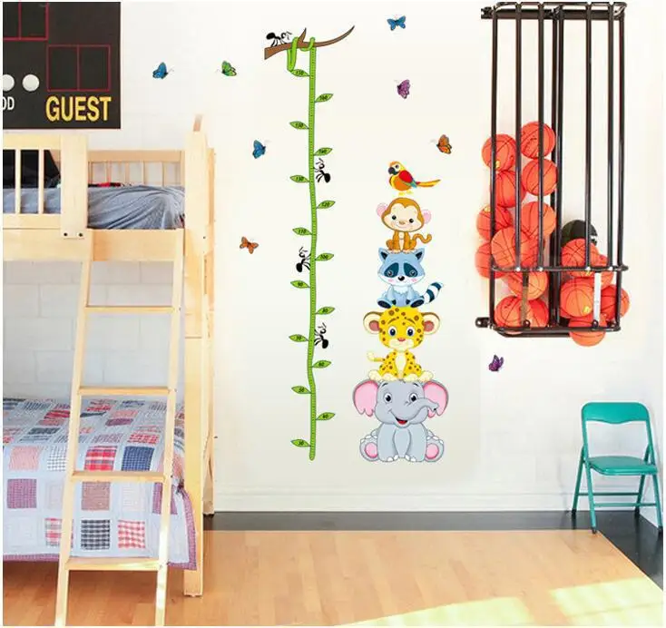 Creatieve Cartoon Dier Patroon Hoogte Muurstickers Kinderkamer ... Creatieve Cartoon Dier Patroon Hoogte Muurstickers Kinderkamer ...