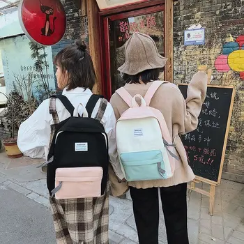 

Fashion Candy Color Cute Women Canvas Backpacks 2019 New Arrival Female Casual Simple Zipper Students School Bags Shoulder Bags