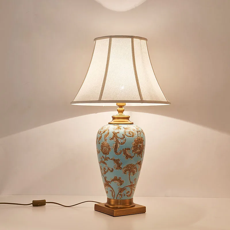 

Chinese Ceramic Table Lamp E27 hand-painted golden pattern Desk light Fashion Study Home Table lighting G578