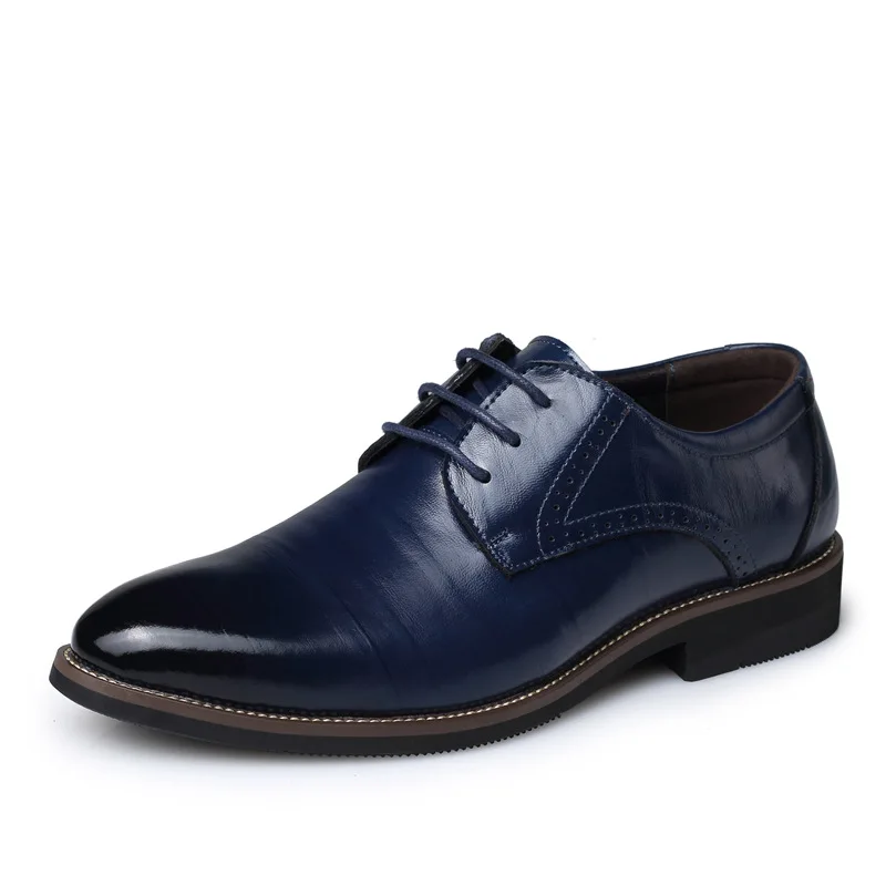NPEZKGC/Мужская обувь в деловом стиле; роскошные кожаные модельные туфли; мужские всесезонные модные туфли на плоской подошве с острым носком; Рабочая обувь - Цвет: Blue