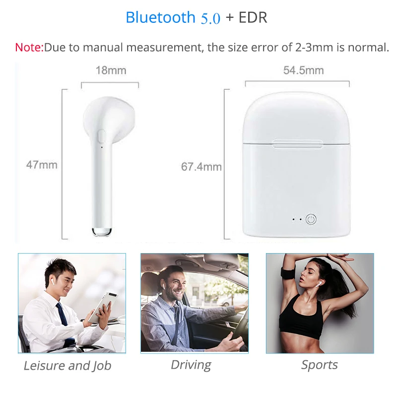 TWS Bluetooth наушники i7s мини настоящие беспроводные наушники-вкладыши Беспроводные наушники для iPhone Android с зарядным устройством