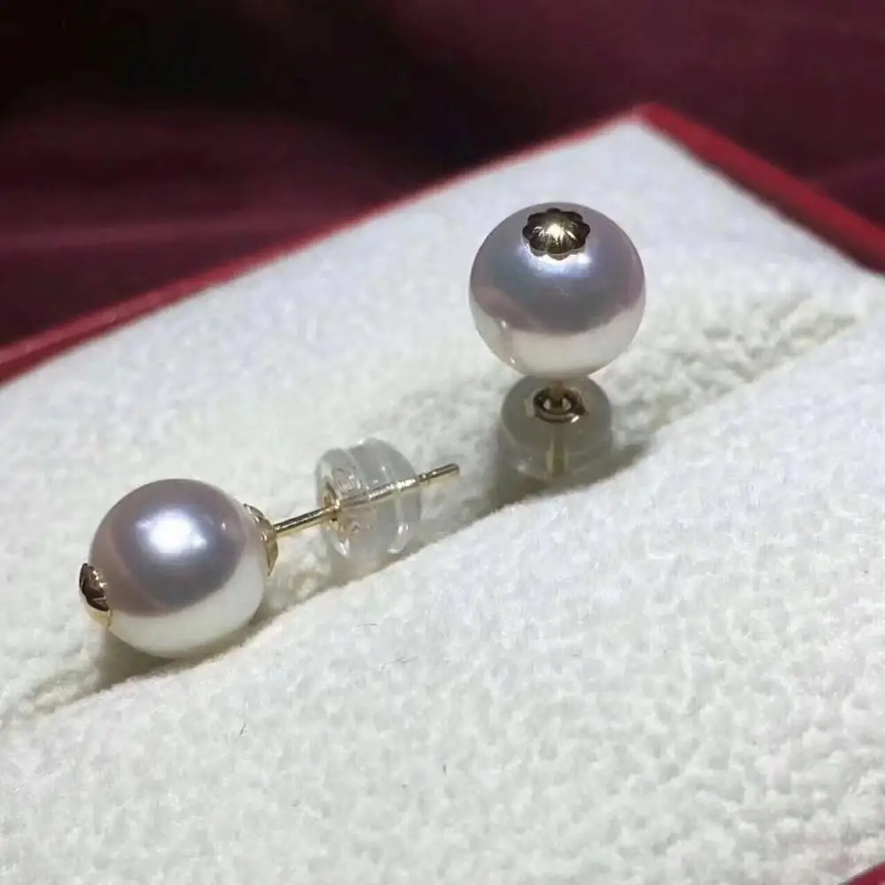 

gorgeou south sea10-11MM round white pearl earring WHITE GOLD 18k