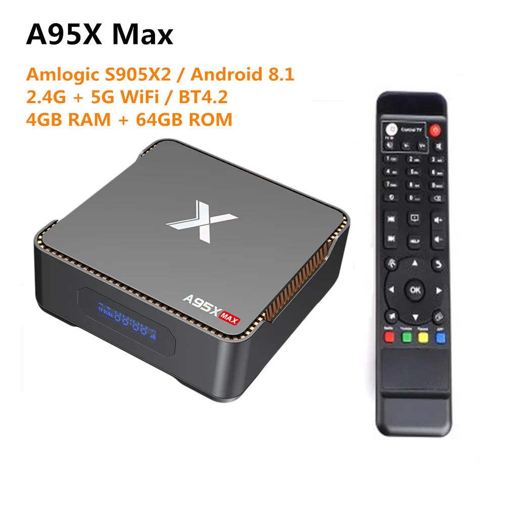 A95X Max Smart TV Box Android8.1 Amlogic S905X2 WiFi Set Top 4GB RAM 64GB ROM 2.4G/5G 4K H.265 BT4.0 Media Player | Электроника