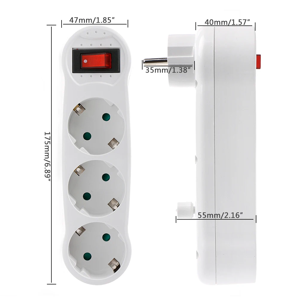 16A European Type Conversion Plug 1 To 3 Way Eu Standard Power Adapter Socket Eu huismerk kopen in de aanbieding 16A European Type Conversion Plug 1 To 3 Way Eu Standard Power Adapter Socket Eu huismerk kopen in de aanbieding
