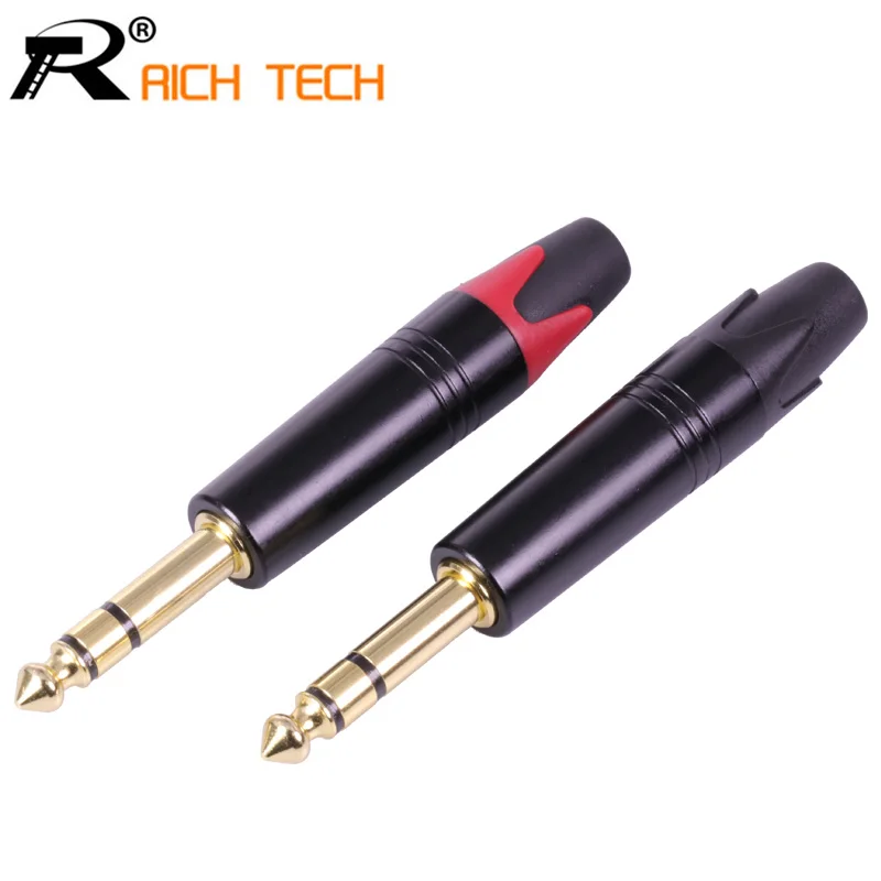 

10Pcs/5Pairs 6.35mm Jack Microphone plug 6.35mm 3 pole Male plug Assembly wire Connector Smoothly plating Audio speaker adapter