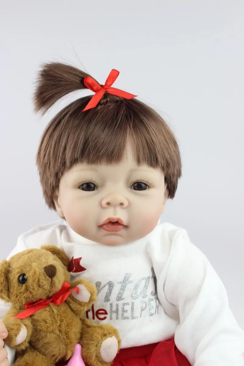 New 55cm 22 inch lifelike silicone reborn baby doll toys with magnet pacifier, play house plush toy girls brinquedos