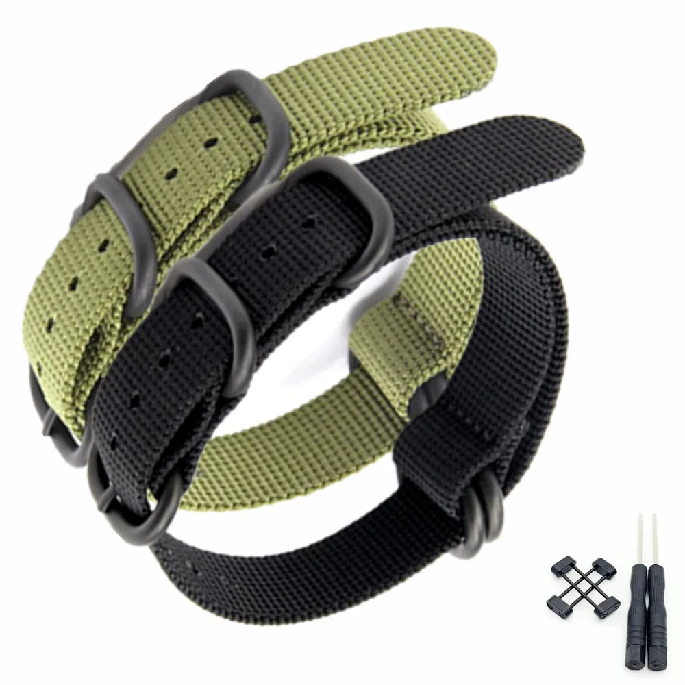 Nuovo Per Nucleo Suunto Nylon Diver Watch Strap Fascia Kit Alette 5-Ring Pdv Catenaccio 24Mm Zulu Cinturini + Adattatore + Strumenti