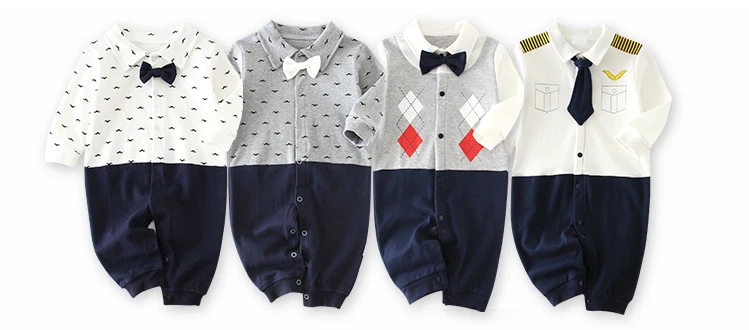 Качественный комбинезон для новорожденных; Красивый джентльменский комбинезон с длинными рукавами из хлопка; Одежда для маленьких мальчиков; одежда для малышей; официальный костюм; комбинезон