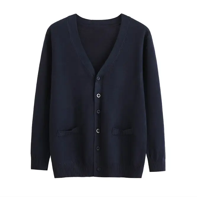 Мужская и Женская Весенняя японская JK форма для средней школы вязаный свитер Топ Плюс размер длинный рукав кардиган верхняя одежда - Цвет: dark blue