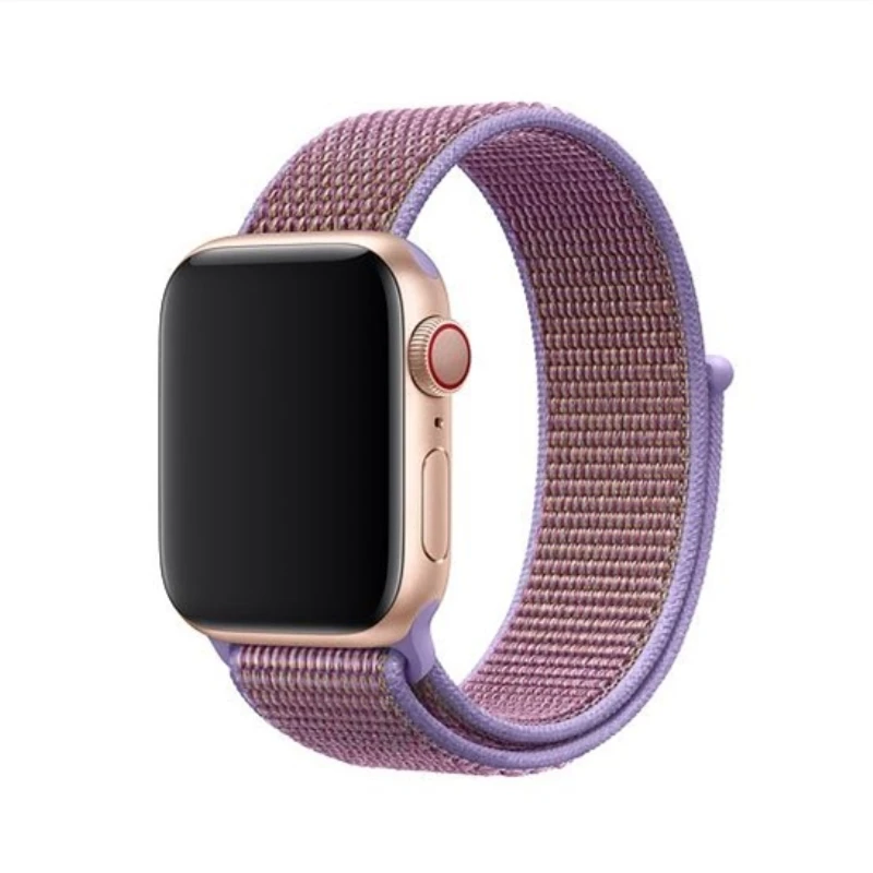 Спортивная петля ремешок для Apple Watch Band 4 3 44 мм 42 мм iWatch Band 2 1 40 мм 38 мм аксессуары красочный мягкий нейлоновый манжет браслет - Цвет ремешка: Lilac