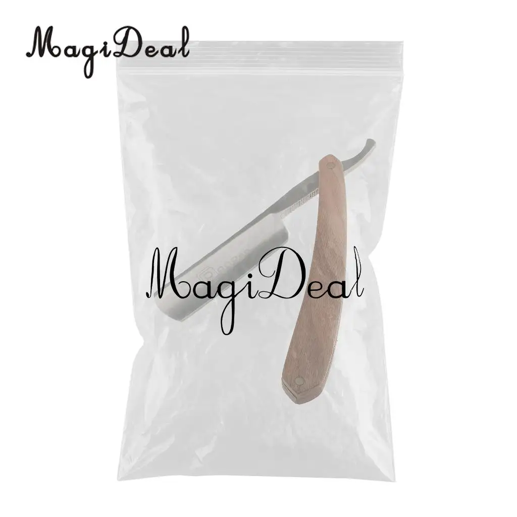  MagiDeal Men's Folding Stainless Steel Wooden Handle Barber Shaving Straight Razor High quanlity