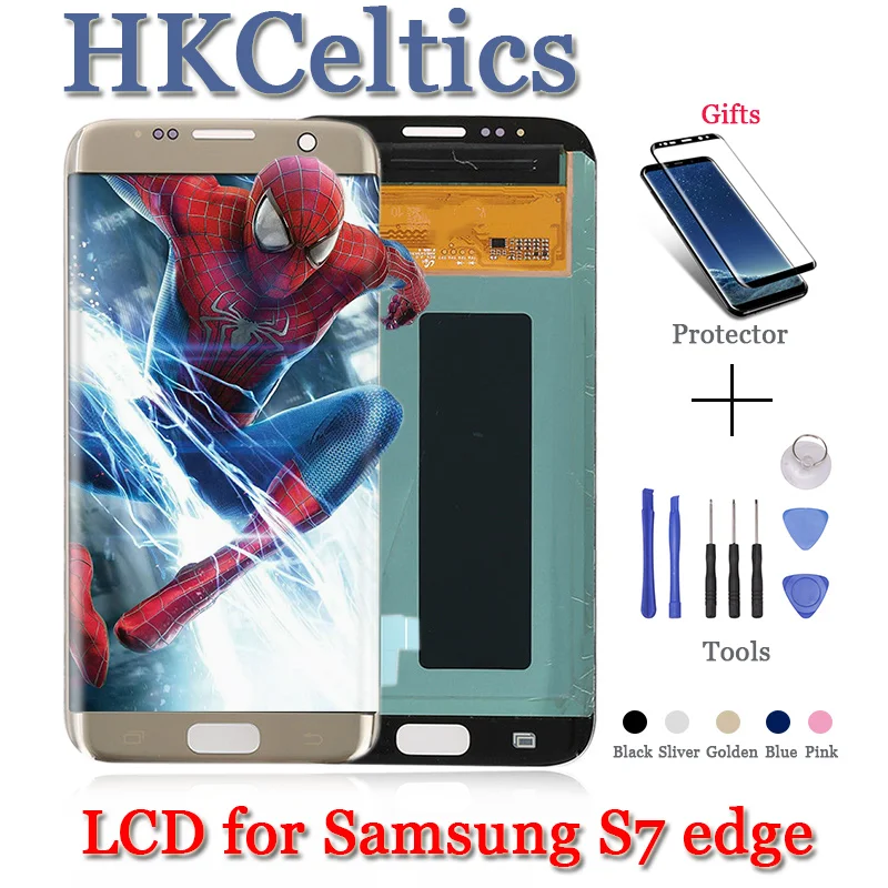 OLED дисплей ЖК экран + рамка для SAMSUNG Galaxy s7 edge G935 G935F с кодирующий преобразователь