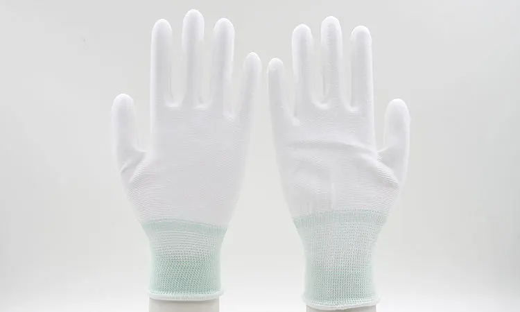 Новая Антистатическая перчатка белая Полиэстеровая guantes trabajoPU с покрытием ладони супер гибкая рабочая glove10 двойная/упаковка